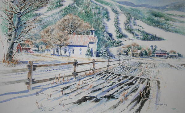 Landscape Poster featuring the painting Blue Ridge Church by Tom Harris