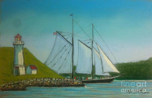 Pastels Poster featuring the pastel Bluenose passing Georges Island by Rae Smith