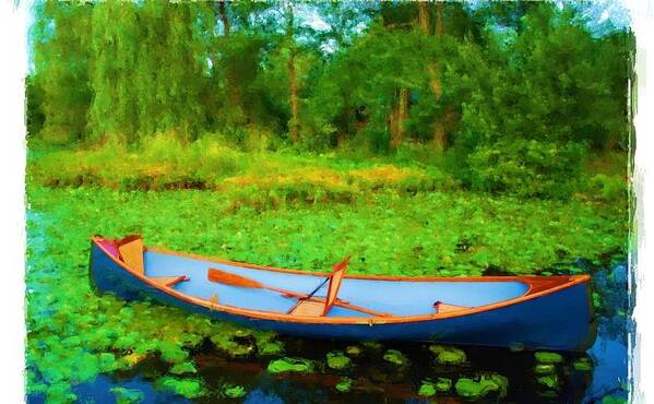 Row Boat On Bryant Pond Poster featuring the painting Boat On Bryant Pond by Jonathan Galente