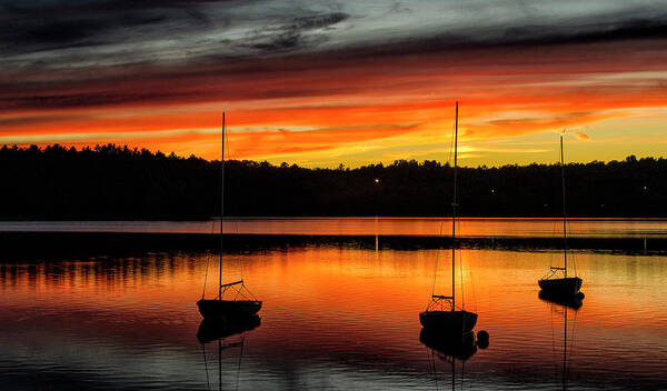 Sunset Poster featuring the photograph Boats 3 by Ellen Koplow
