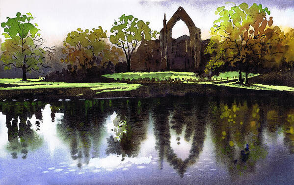 Watercolour Lanndscape Poster featuring the painting Bolton Abbey by Paul Dene Marlor