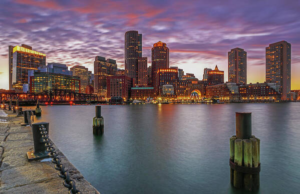 Boston Poster featuring the photograph Boston Harbor and Financial Waterfront District Skyline by Juergen Roth