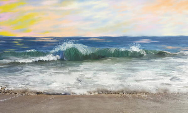Calm Day At The Wedge Newport Beach Poster featuring the painting Calm Day at the Wedge Newport Beach by Angela Stanton