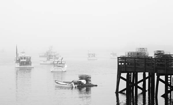 Boats Poster featuring the photograph Cape Porpoise Lobster boats in fog by David Smith