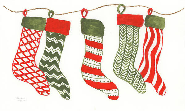 Christmas Stockings Poster featuring the painting Christmas Stockings by Darice Machel McGuire