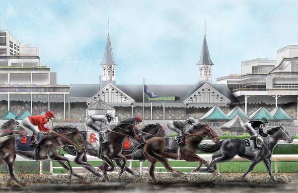 Kentucky Derby. Church Hill Downs Poster featuring the painting Church Hill Downs by Rob Hartman