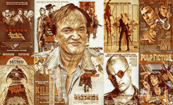 Quinton Tarantino Poster featuring the mixed media Cool Tarantino Poster by Pd