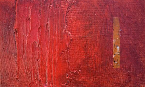 Golden Sign On Red Background Poster featuring the painting Daily Abstraction 218022601B by Eduard Meinema
