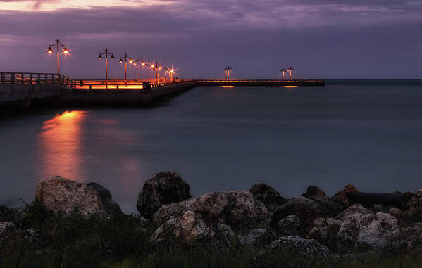 Pier Poster featuring the photograph Daybreak in Key West by Kim Hojnacki