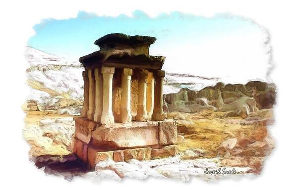 Ancient Poster featuring the photograph DO-00432 The Temple of Faqra by Digital Oil
