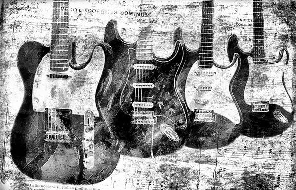 Electric Guitar Poster featuring the photograph Electric Guitars Black and White by Athena Mckinzie