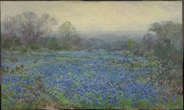 (field Of Bluebonnets) Poster featuring the painting Field of Bluebonnets by Celestial Images