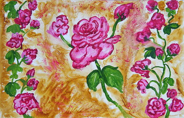 Abstract Poster featuring the painting First Roses of Summer by Margaret G Calenda