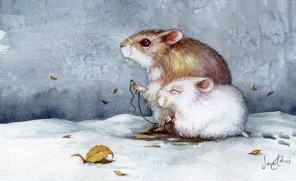 Hamster Poster featuring the painting First Snow by Janet Chui