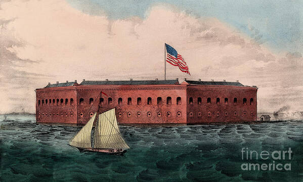 Fortifications Poster featuring the painting Fort Sumter, Charleston Harbor, South Carolina by Currier and Ives