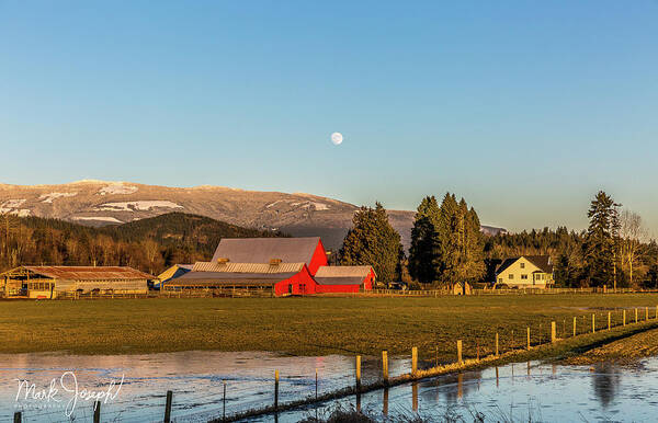 Farm Poster featuring the photograph Full Moon Over The Farm by Mark Joseph
