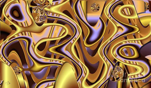 Abstract Poster featuring the digital art Golden Bangle by Ronald Bissett