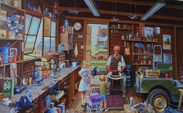 Shed Poster featuring the painting Grandpa's workshop. by Mike Jeffries