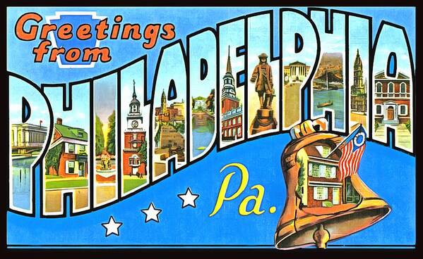 Vintage Collections Cites And States Poster featuring the photograph Greetings From Philadelphia Pennsylvania by Vintage Collections Cites and States