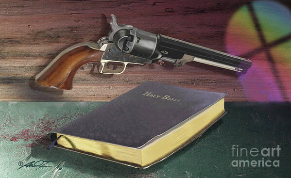 Guns Poster featuring the digital art Gun and Bibles by Dale Turner