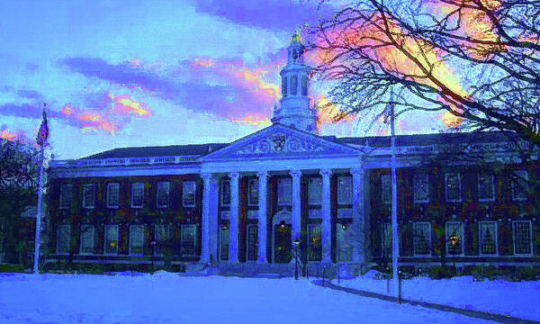 Harvard University Poster featuring the mixed media Harvard Business by DJ Fessenden