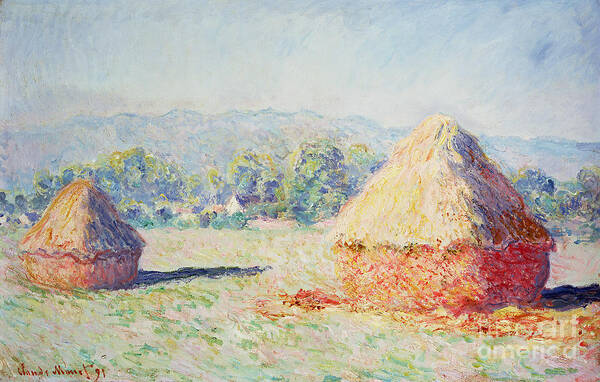 Haystacks Poster featuring the painting Haystacks in the Sun by Claude Monet