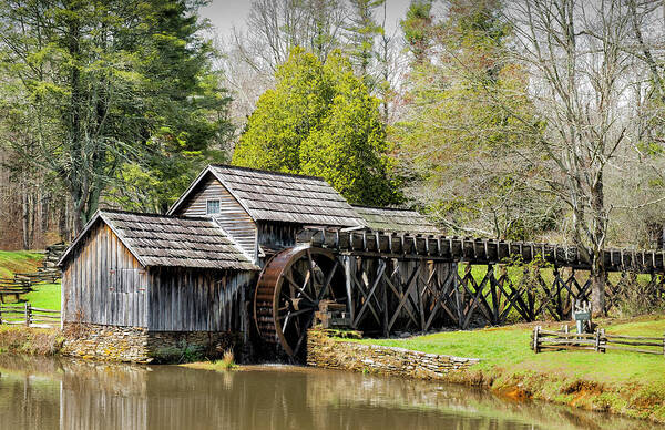 Landscape Poster featuring the photograph Historic Mabry Mill in Early Spring by Betty Denise