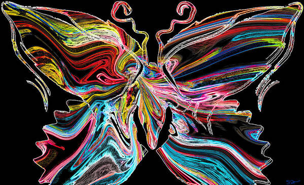 Abstract Art Poster featuring the digital art Hopeful Butterfly by Abstract Angel Artist Stephen K