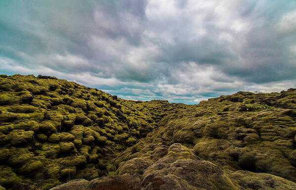 Landscape Poster featuring the photograph Iceland Moss and Clouds by Venetia Featherstone-Witty