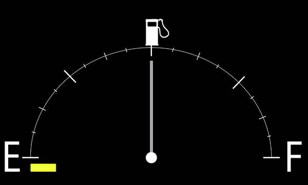 Auto Poster featuring the photograph Illustrated gas gauge with half full tank by Karen Foley