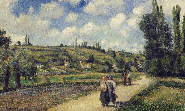 Landscape Near Pontoise Poster featuring the painting Landscape near Pontoise by Camille Pissarro