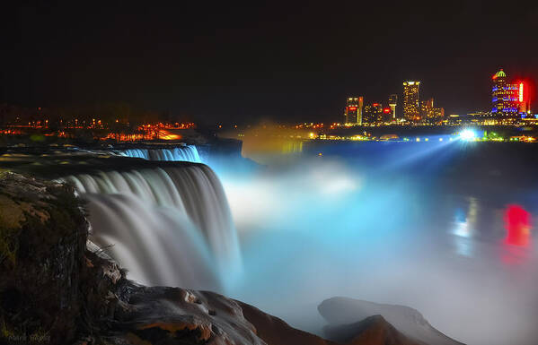 Niagara Falls Poster featuring the photograph Lightshow 2 by Mark Papke