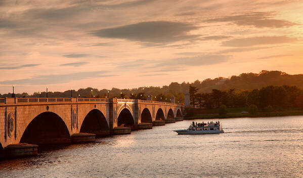 Sunset Poster featuring the photograph Memorial Bridge II by Steven Ainsworth