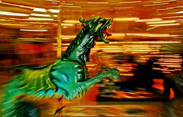 Dragon Poster featuring the photograph Merry-go-round dragon by Bill Jonscher