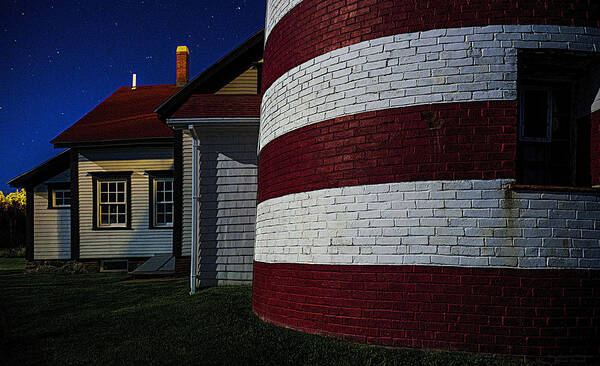 Moonlit Lighthouse Architecture Poster featuring the photograph Moonlit Lighthouse Architecture by Marty Saccone