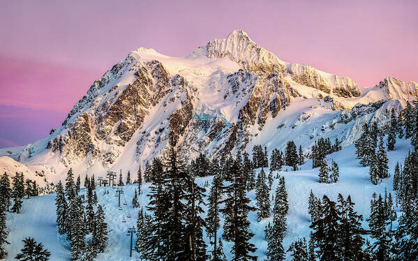Mount Shuksan Poster featuring the photograph Mount Shuksan at Sunset by Alexis Birkill