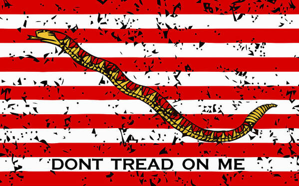 Navy Poster featuring the mixed media Navy Jack Flag - Don't Tread On Me by War Is Hell Store