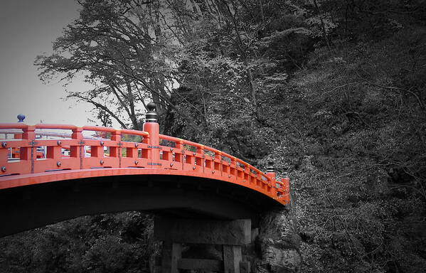 Nikko Poster featuring the photograph Nikko Red Bridge by Naxart Studio