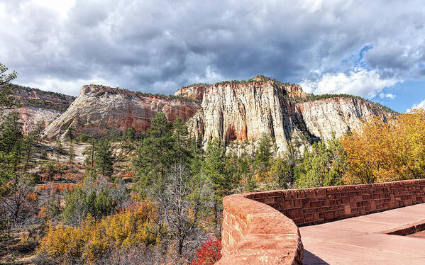 John Bailey Poster featuring the photograph Overlook in Zion National Park Upper Plateau by John M Bailey