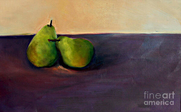 Oil Painting Poster featuring the painting Pears One on One by Daun Soden-Greene