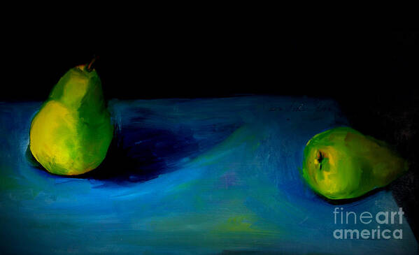 Oil Painting Poster featuring the painting Pears Unpaired by Daun Soden-Greene