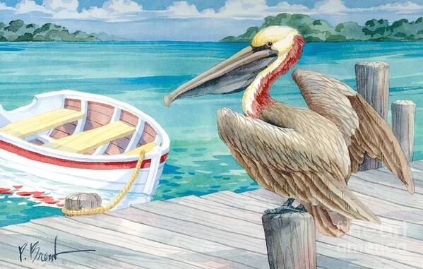 Pelican Poster featuring the painting Pelican Dory by Paul Brent