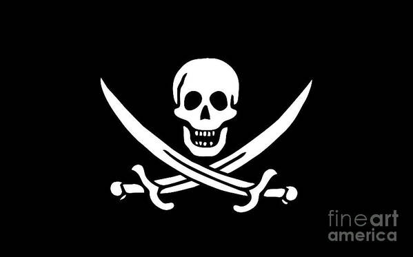 Pirate Poster featuring the digital art Pirate Flag Jolly Roger of Calico Jack Rackham tee by Edward Fielding