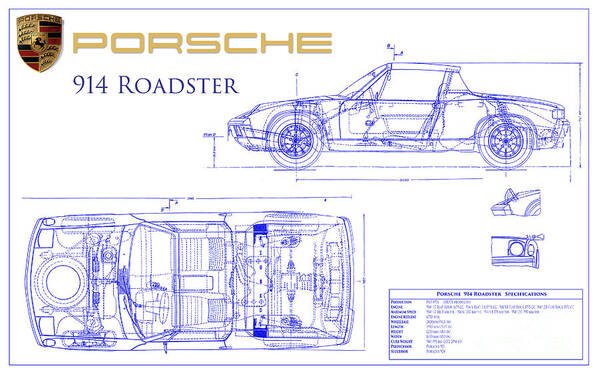 Porsche 914 Blueprint Poster featuring the photograph Porsche 914 Blueprint by Jon Neidert