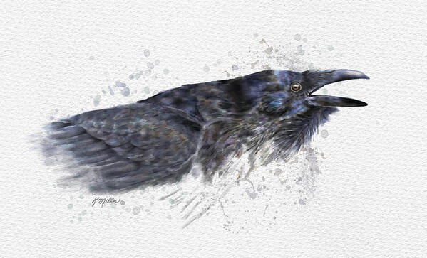Raven Poster featuring the painting Raven 2 by Kathie Miller