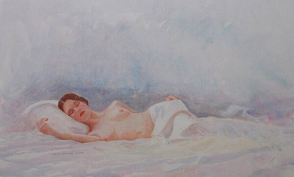 Reclining Nude Poster featuring the painting Reclining Nude 3 by David Ladmore