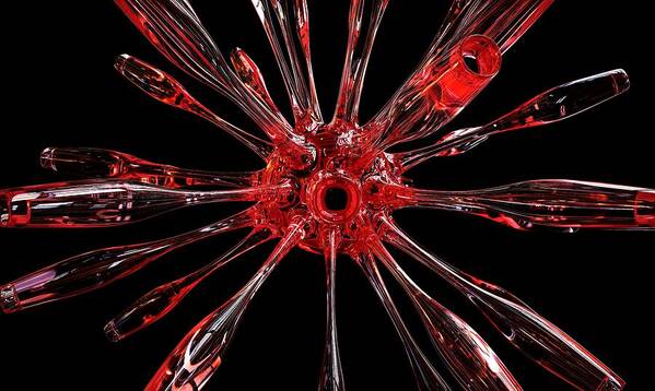 Glass Poster featuring the digital art Red Spires of Glass by William Ladson