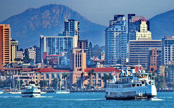 San Diego Skyline Poster featuring the photograph San Diego Bay Ferry's by Russ Harris