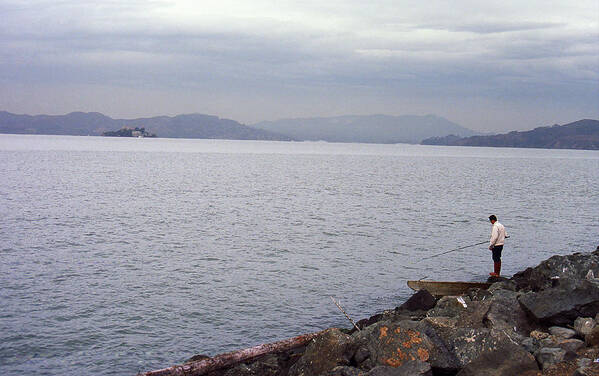 Alcatraz Poster featuring the photograph San Francisco Fisherman by Frank Romeo