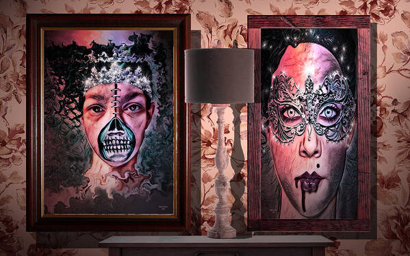 Digital Art Poster featuring the digital art Scary Museum Wallart by Artful Oasis